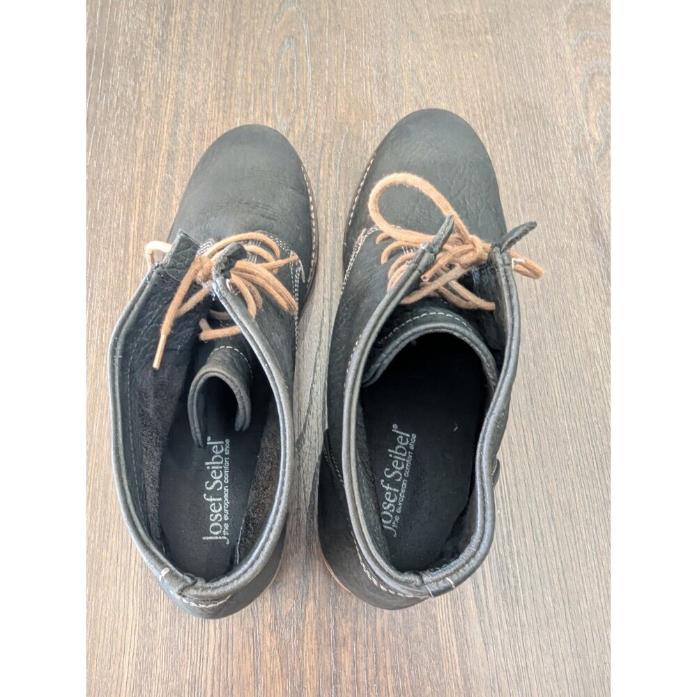 Josef Seibel Leather Ankle Lace Up Boots Womens EU 40 US 9-9.5 Charcoal Black - Picture 7 of 11